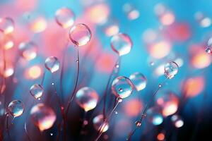 Bubbles background, bokeh light pink and blue. AI generative photo