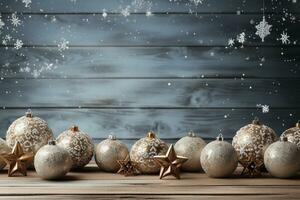 Christmas holidays composition on white wooden background. AI generative photo