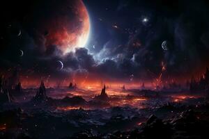An art image of galaxy, in the style of mystical realism. AI generative photo