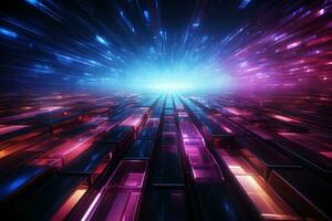 Cyberpac background, lines, abstract, magenta and cyan colors. AI generative photo