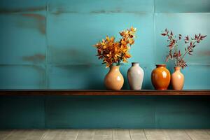 Horizontal or vertical background with ceramic tile. Mock up template. Copy space for text. AI generative photo