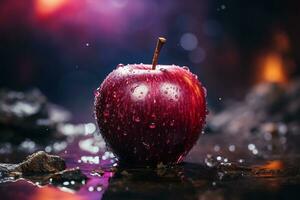 un rojo manzana con un suave superficie y un atractivo aroma. ai generativo foto