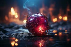 A red apple with a smooth surface and an attractive aroma. AI generative photo