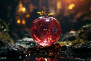 A red apple with a smooth surface and an attractive aroma. AI generative photo
