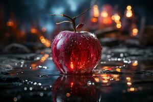 A red apple with a smooth surface and an attractive aroma. AI generative photo