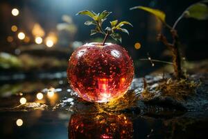 A red apple with a smooth surface and an attractive aroma. AI generative photo