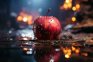 A red apple with a smooth surface and an attractive aroma. AI generative photo
