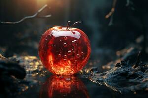 A red apple with a smooth surface and an attractive aroma. AI generative photo