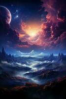 Night sky, hyper realistic, vast galaxy, twinkling stars. AI generative photo