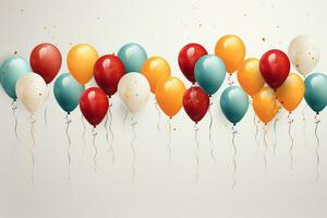 Create an illustration on a plain white background of balloons. AI generative photo