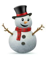 christmas winter snowman made of big snowballs vector illustration isolated on white background