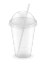 transparent clear disposable plastic cup vector illustration isolated on white background