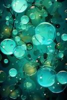 submarino burbujas modelo antecedentes vector, verde y azul. ai generativo foto