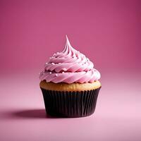 Isolated Cupcake on Pink Background Studio Shot AI Generated photo