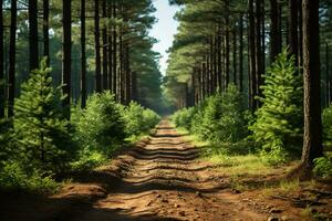 pino arboles en bosque. ai generativo foto