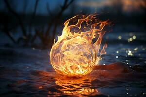 A frozen flame, long exposure photography. AI generative photo