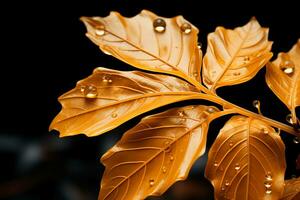 Autumn colored fall leaf isolated on transparent background overlay texture. AI generative photo