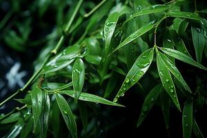 el verde bambú es balanceo en el viento. ai generativo foto