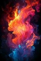 Vibrant neon retro flames. AI generative photo