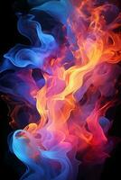 Vibrant neon retro flames. AI generative photo