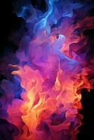 Vibrant neon retro flames. AI generative photo