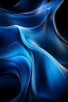 Blue simple curve light effect background. AI generative photo