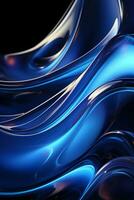 Blue simple curve light effect background. AI generative photo