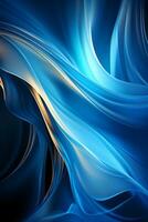 Blue simple curve light effect background. AI generative photo