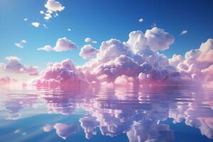 colorful clouds floating under the blue sky. AI generative photo