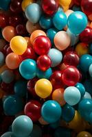 a bunch of colorful balloons, including red, yellow, blue, green and other different colors of balloons. AI generative photo