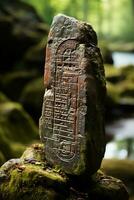 Ancient language on a rock. AI generative photo