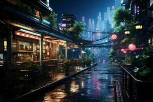 Cyberpunk city, sharp focus, intricate, zbrush. AI generative photo
