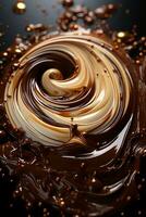 Close up of a whipped chocolate swirl.. AI generative photo