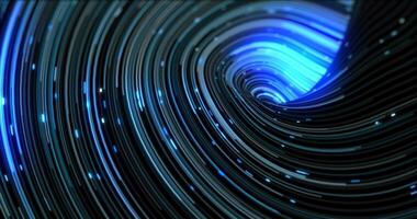 Blue energy abstract swirling curved swirl lines of glowing bright magical energy streaks and flying particles background photo