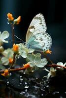 mariposa en verde césped. ai generativo foto