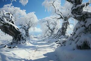 Winter, a photo realsitic landscape. AI generative