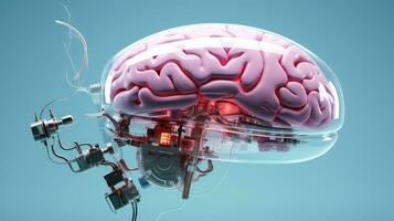 conexión artificial cerebro implante ai generado foto