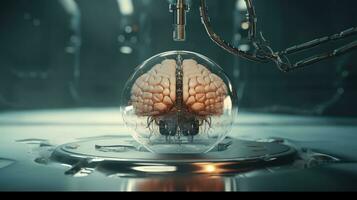tecnología artificial cerebro implante ai generado foto