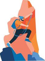 Hand Drawn Adventurous tourists climb mountains in flat style vector