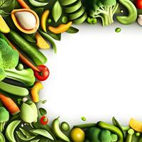 Beautiful background with various green vegetables ai generative photo