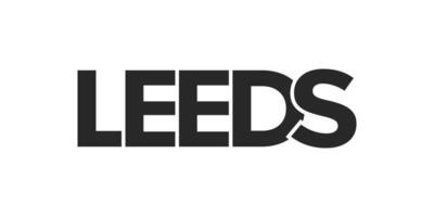 Leeds city in the United Kingdom design features a geometric style illustration with bold typography in a modern font on white background. vector