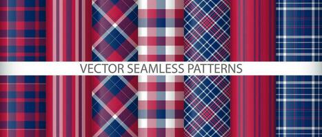 Set check fabric vector. Background textile seamless. Texture tartan plaid pattern. vector