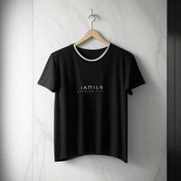 Blank white and black tshirt with copy space photo