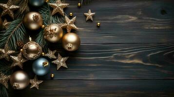 Beautiful toys, balls and gifts background for the New Year and Christmas holiday photo