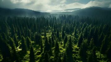 Forest Canopy Seen from Top - Generated AI Aerial Capture photo