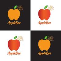 abeja manzana logo diseño vector modelo.