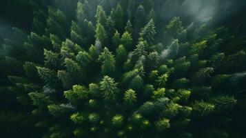 iluminado por el sol copa del árbol paisaje - generado ai panorama foto