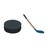 Hand drawn Cartoon Vector illustration ice hockey stick with puck sport icon Isolated on White Background