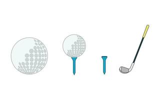 Cartoon Vector illustration golf ball stick and golf tee sport icon Isolated on White Background
