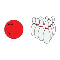 Cartoon Vector illustration bowling ball and bowling pin sport icon Isolated on White Background